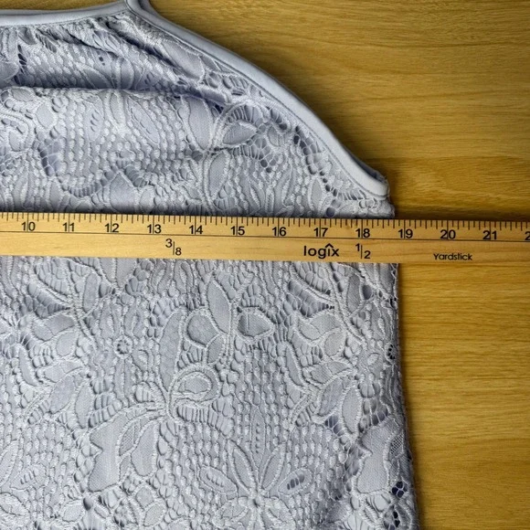 Paper + Tee Halter Tank Top Womens XL Lavender Lace Scallop Hem Elegant - Picture 5 of 7